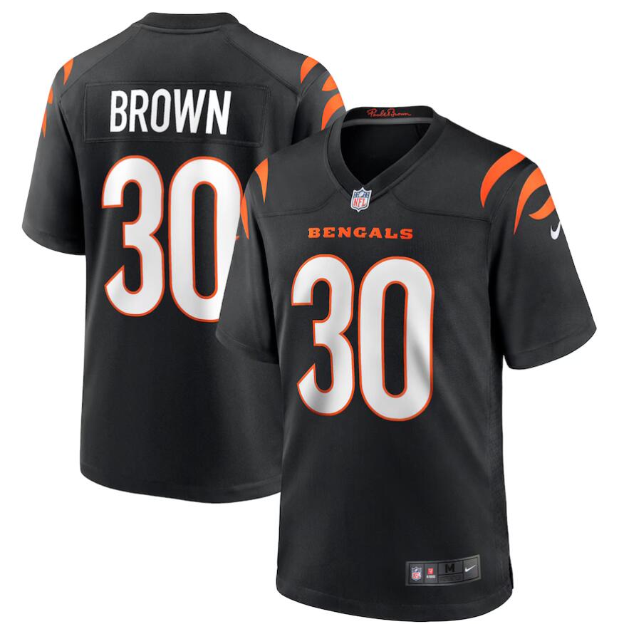 Men Nike Cincinnati Bengals #30 Chase Brown Black Game Jersey->customized nfl jersey->Custom Jersey